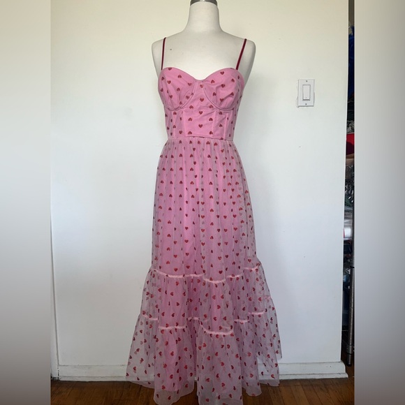 Betsey Johnson Pink Polka Dot Midi Dress - Picture 4 of 10